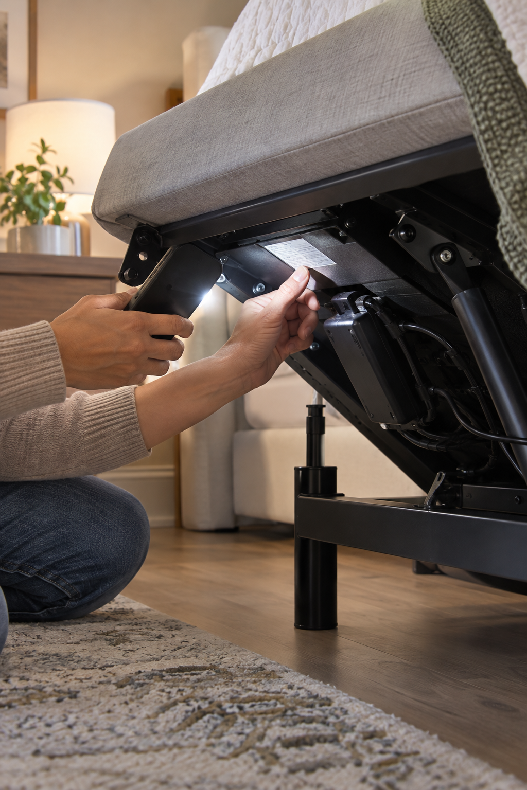Looking for an adjustable bed model number label underneath the base