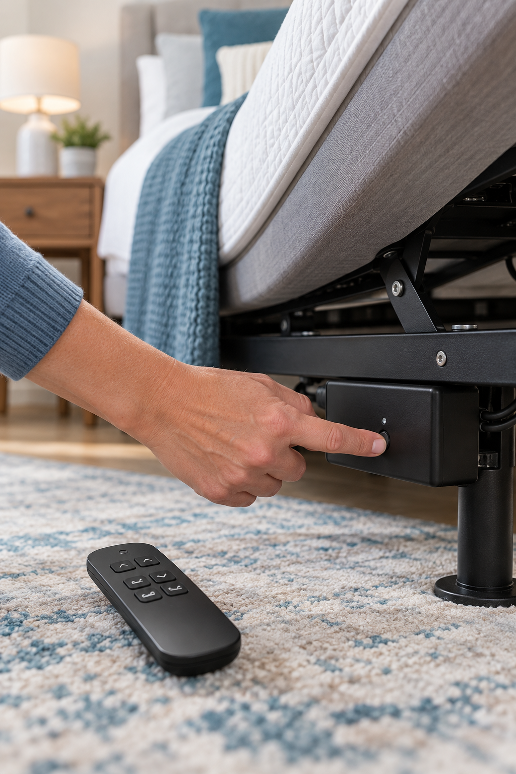 Pairing an adjustable bed remote with the control box under the bed